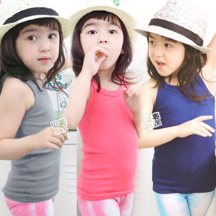 Free Shipping 2013 summer brief girls clothing baby spaghetti strap vest tx-0773