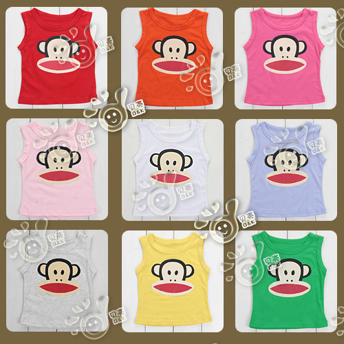 FREE SHIPPING! 2013 summer candy color cartoon boys clothing girls clothing baby vest tx-0358