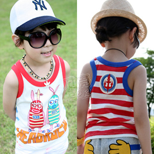 Free shipping! 2013 summer cartoon rabbit boys clothing girls clothing baby child T-shirt sleeveless vest tx-1588