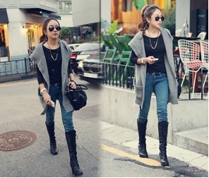 Free Shipping 2013 summer fashion 1708 loose long design cardigan vest with a hood outerwear