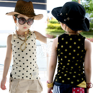 free shipping 2013 summer five-pointed star boys clothing girls clothing baby child T-shirt sleeveless vest tx-1572