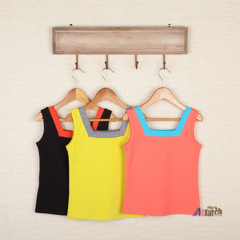 Free shipping 2013 summer girls clothing senior 100% T-shirt child cotton sleeveless vest kr763