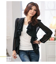 Free shipping 2013 summer hot sale fashion outwear, new design stylish Chiffon Jackets,plus size
