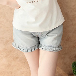 Free shipping 2013 summer maternity clothing maternity pants baimuer laciness denim shorts maternity shorts maternity jeans