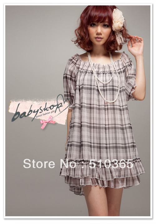 Free Shipping 2013 summer Sales  Short sleeve Chiffon Cascading Ruffle Slash Neck Back Boxing Cute women dress 273JLTX