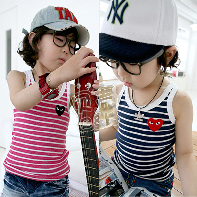 free shipping 2013 summer stripe boys clothing girls clothing baby child T-shirt sleeveless vest tx-0864