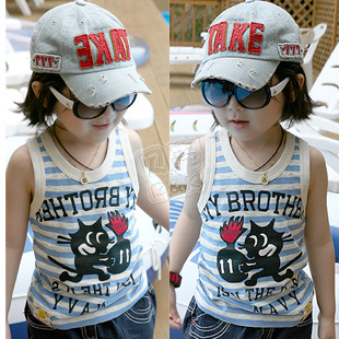 free shipping 2013 summer stripe civets boys clothing girls clothing baby vest tx-0856