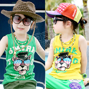 Free Shipping, 2013 summer tiger boys clothing girls clothing baby T-shirt sleeveless vest tx-1122