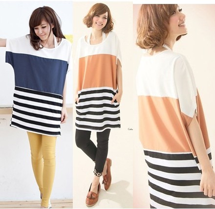 Free Shipping 2013 summer women's 892316 casual loose pocket long design short-sleeve chiffon shirt top