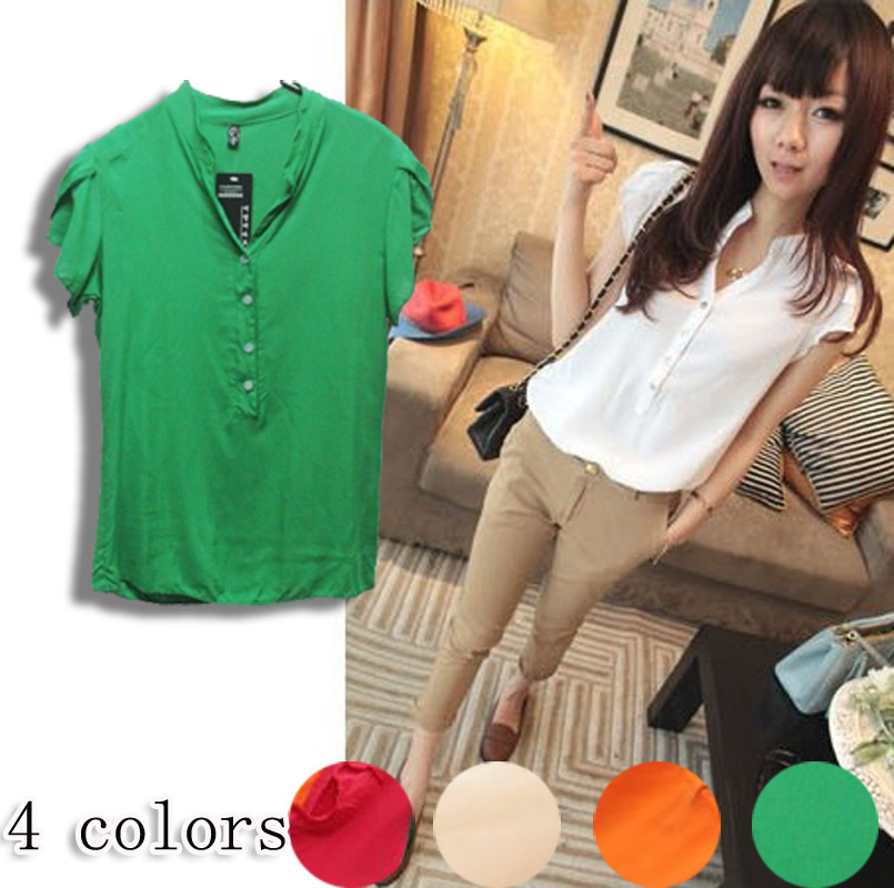Free Shipping 2013 summer women's 98773 sweet all-match high quality breathable short-sleeve shirt