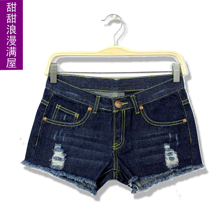 Free Shipping 2013 summer women's a0829 casual fashion all-match denim shorts blue flash shorts