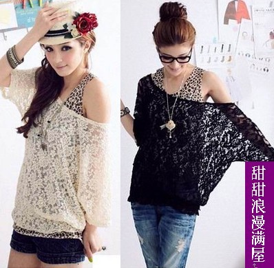 Free shipping 2013 summer women's leopard  vest and lace shirts  on sale