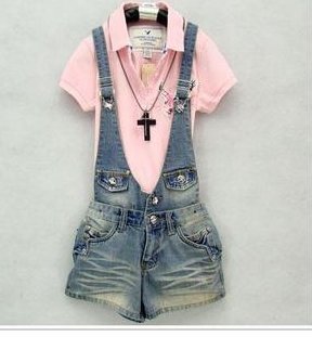 Free Shipping 2013 summer women's unique suspenders denim shorts suspenders d271 wholesale