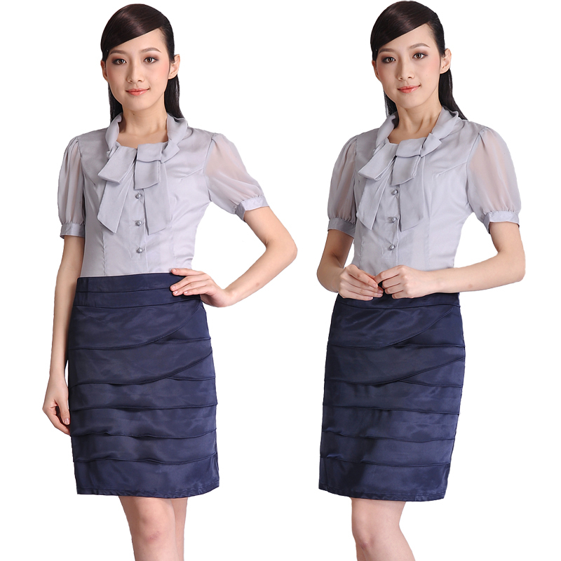 Free shipping 2013 summer work wear clothing fashion chiffon skirt ol work wear dress set plus size