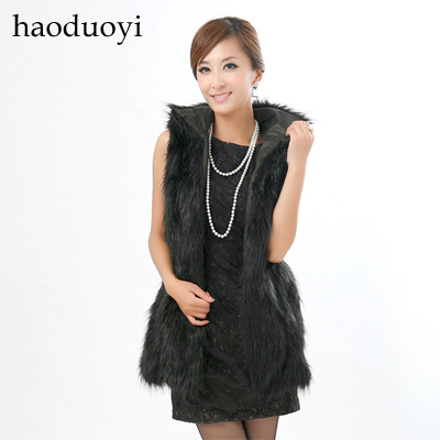 Free shipping 2013 Tan black fur coat vest 5 full