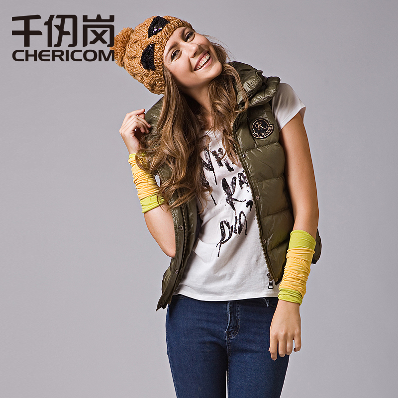 free shipping 2013 thermal women's fashion casual sports with a hood down vest c-804