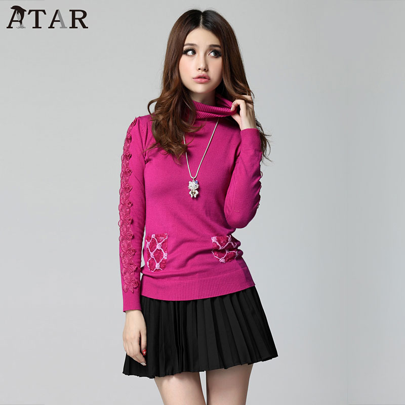 free shipping 2013 turtleneck lace elastic basic shirt women's pullover sweater long-sleeve T-shirt y099