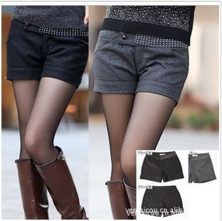 Free shipping! 2013 Twill new fashion hot drill wild Slim was thin woolen shorts boots pants
