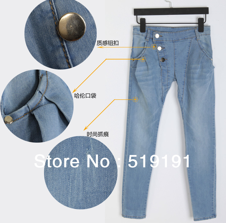 Free Shipping 2013 Vintage  Pencial Pants Trousers  Women' Jeans Cross-Pants Harem Pants/S M  L XL