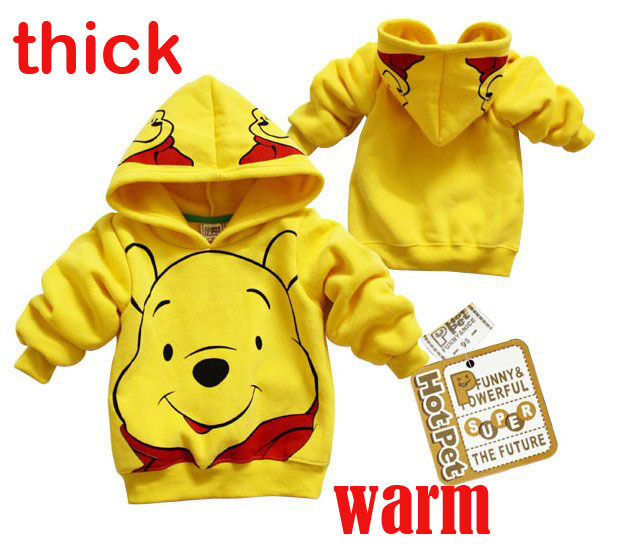 free  shipping  2013  warm  bear  childrens clothing Kids boys girls clothes 6pcs/lot  thick Fleece Hoodies  in stock