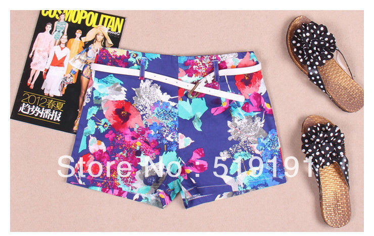 Free Shipping 2013  Western Style Summer Floral Print   Shorts/Beach Shorts/Hot Pant/S  M   L