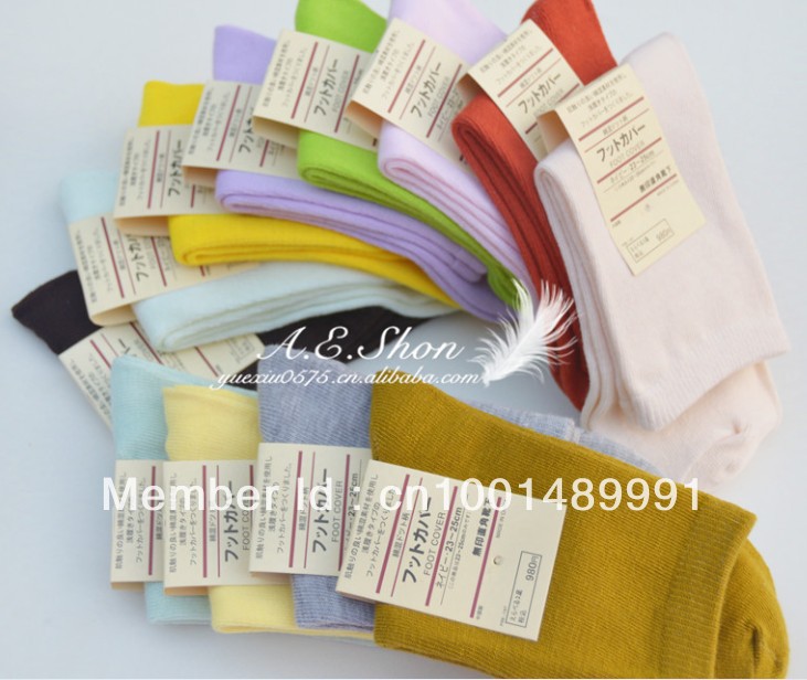 Free shipping+2013 Wholesale Fashion Solid  Women/Grils T/C Cotton Socks  Mixed Color 10 pairs / lot