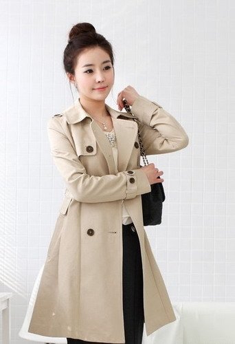 Free Shipping 2013 Winter Korean Turn-down Collar Double-breasted Casual Trench Women Coat 2206BBG