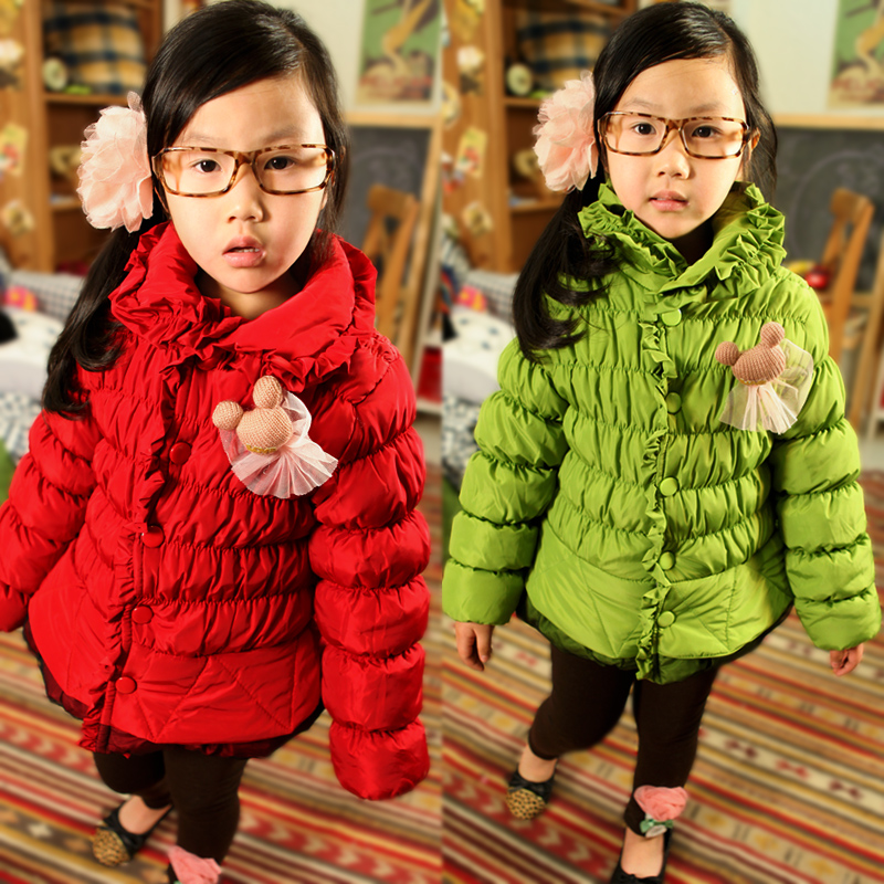 Free shipping 2013 winter puff sleeve baby girls clothing thickening wadded jacket cotton-padded jacket outerwear z0462
