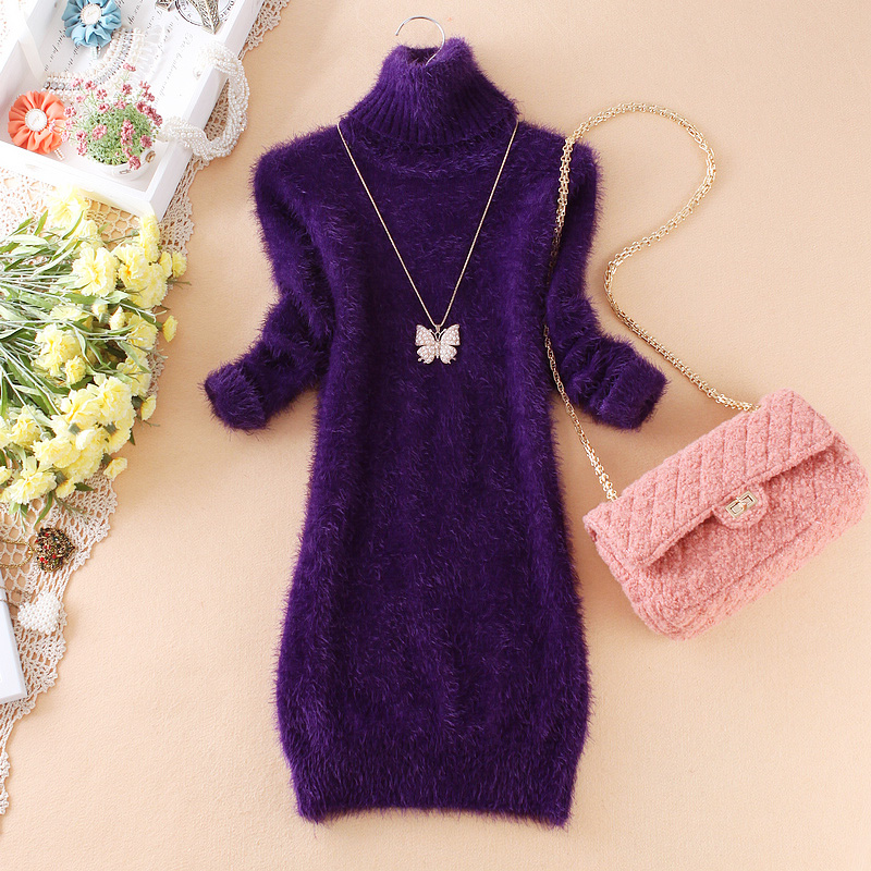 Free Shipping, 2013 winter turtleneck mohair knitted sweater slim thermal paragraph knitted sweater female slim hip sweater