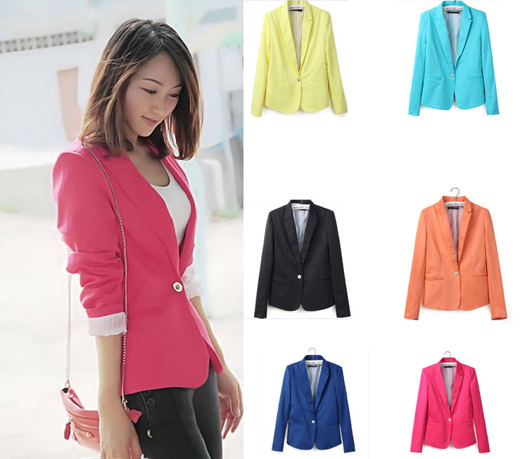 Free shipping 2013 Women New style Slim small suit fashion one button suit jacket candy color Tunic Foldable sleeve YJ_O_001