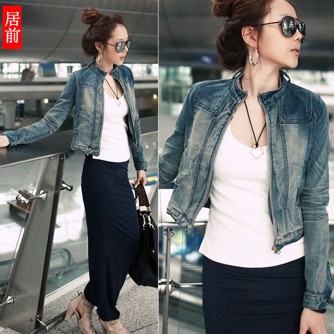 Free Shipping 2013 women's autumn and winter short denim jacket denim coat long-sleeve slim y9747 LDX