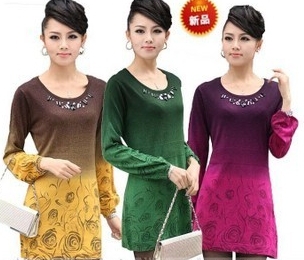 Free Shipping 2013 women's cashmere sweater, medium-long women's sweater dress plus size