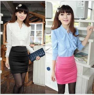 Free shipping 2013 women's fashion autumn work wear slim long-sleeve chiffon set ol work wear skirt