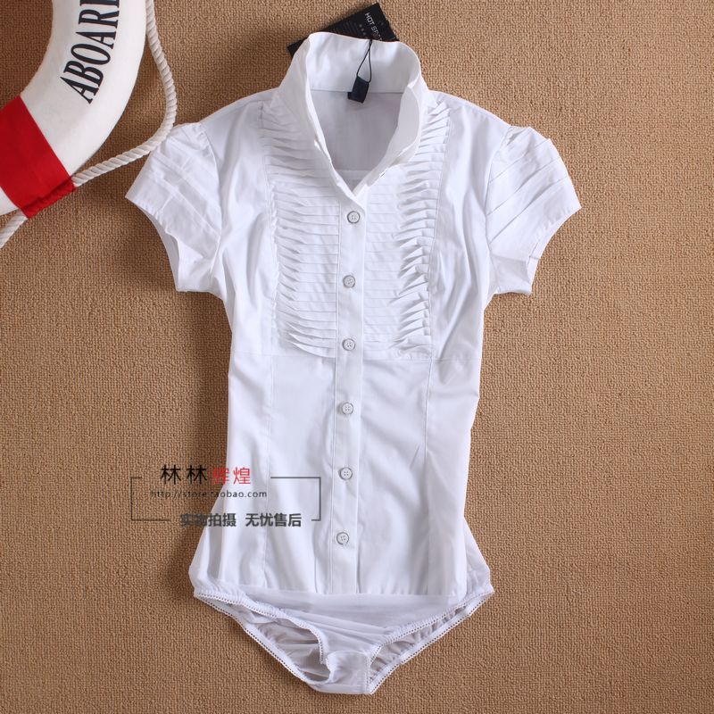 Free shipping! 2013 Women's fashion cotton blends casual blouse tops short-sleeve body shirt