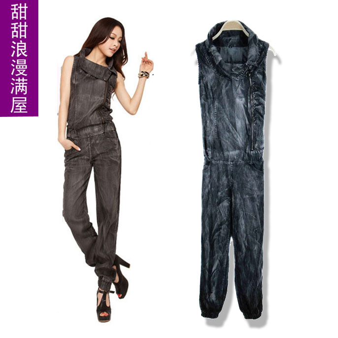 Free Shipping 2013 women's fashion elegant d1388 denim jumpsuit trousers jumpsuit wholesale