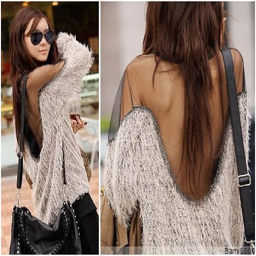 Free shipping 2013 women's fashion sexy backless and strapless medium-long knitted clothing /ladies'knitwear/Sweater/130106-8