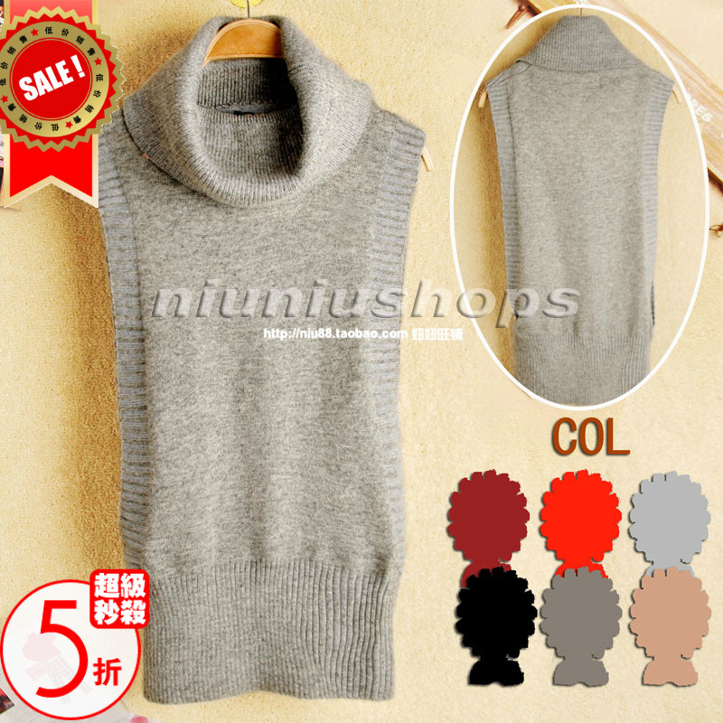 Free shipping 2013 women's fur collar sleeveless slim pullover vest sweater