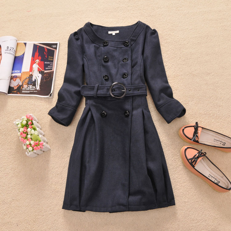 Free shipping  2013 women's spring three quarter sleeve double breasted skirt elegant overcoat outerwear 0.91