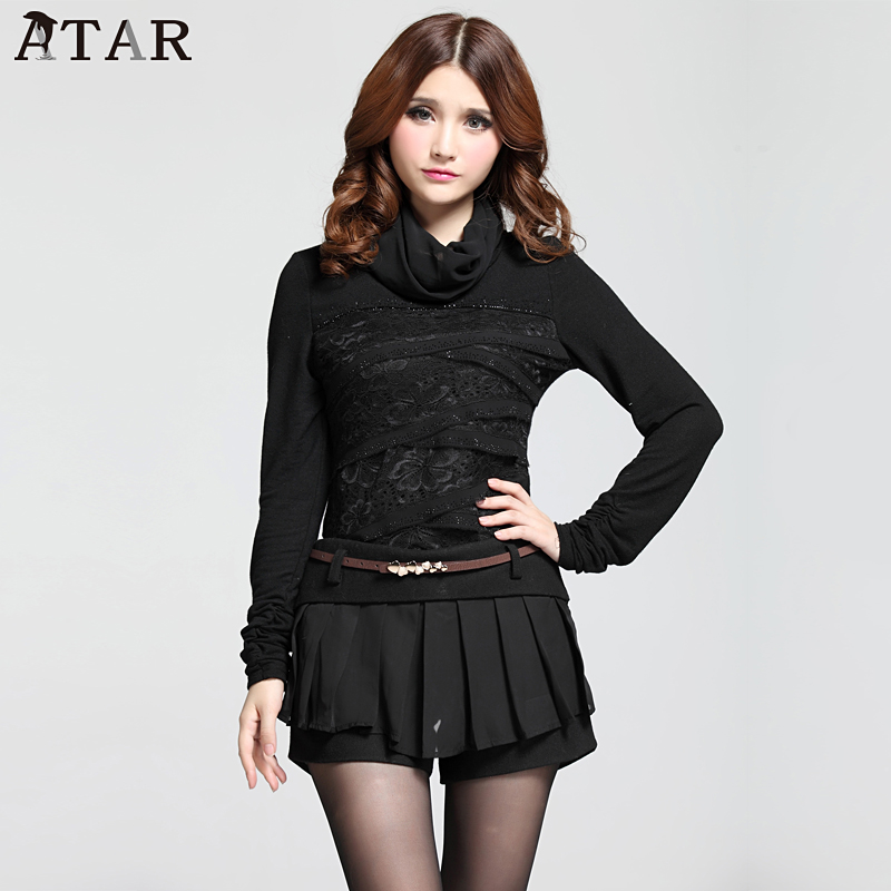 free shipping 2013 women's turtleneck slim basic shirt slim long-sleeve thickening t female basic top