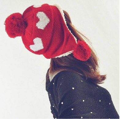 Free Shipping 2013 Women Winter Warm Cap Heart Designr Macrospheric Knitted Hat Autumn Earmuffs Knitted Warm Hat Female