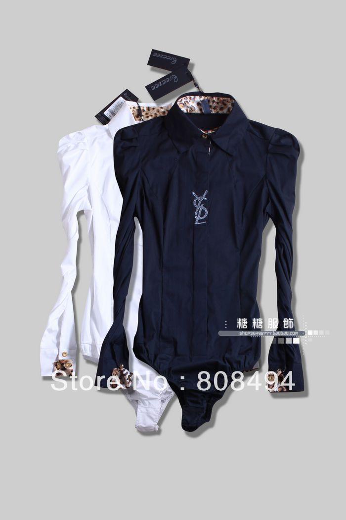 Free shipping!2013 Womens fashion casual blouse tops leopard print applique slim fit long sleeve body shirts,BD01