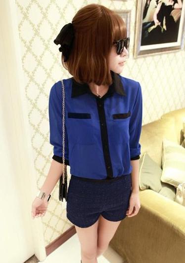 Free shipping 2013 womens spring and autumn new arrival chiffon shirts long sleeve casual shirts black/white/blue 89619