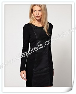 free shipping 2013casual leather strapless apparel for women clothing  Women's leather vintage skirt dress  wly097 a