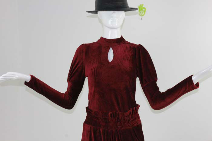 Free shipping 2013Spring new arrive Hubble-bubble sleeve sweet corduroy suit of tall waist suit of cultivate one's morality