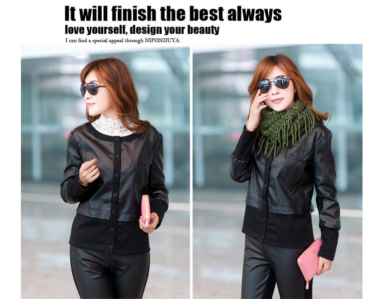 Free shipping 2013spring women's  PU leather coat /ladies'short jacket with single breasted/outerwear/supply large size/130105-2