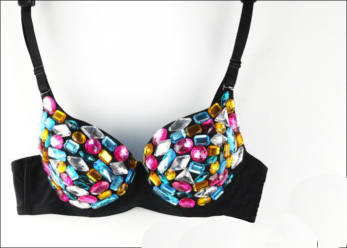 Free shipping 2013Summer Nightclub dancer color diamond personality Rhinestone bra bra underwear EF12062