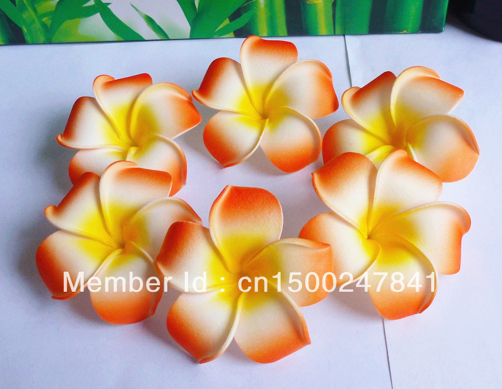 free shipping 20pcs Large 6CM ORAGE Fabulous Hawaiian foam frangipani flowers wedding party decor
