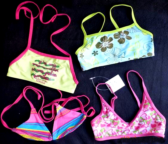 Free shipping! 20pcs/lot girl's bikini tops/ girl's swimming wear /two pieces swim bra mix color/ nylon mix colors