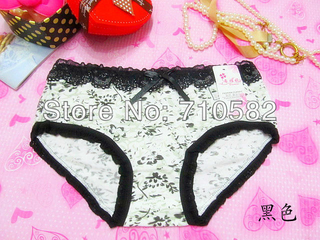 Free shipping 20pcs/lot Lovely women Floral lace underwears Hottest sale styles ladies's briefs/panties with bow