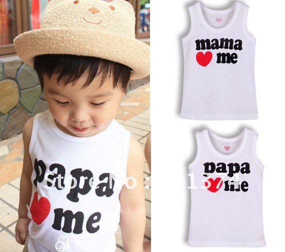Free Shipping 20pcs/Lot Summer Sleeveless Baby Tanks tops, Fashion Cotton papa/mama love me children vest, Cute kids Tank Top